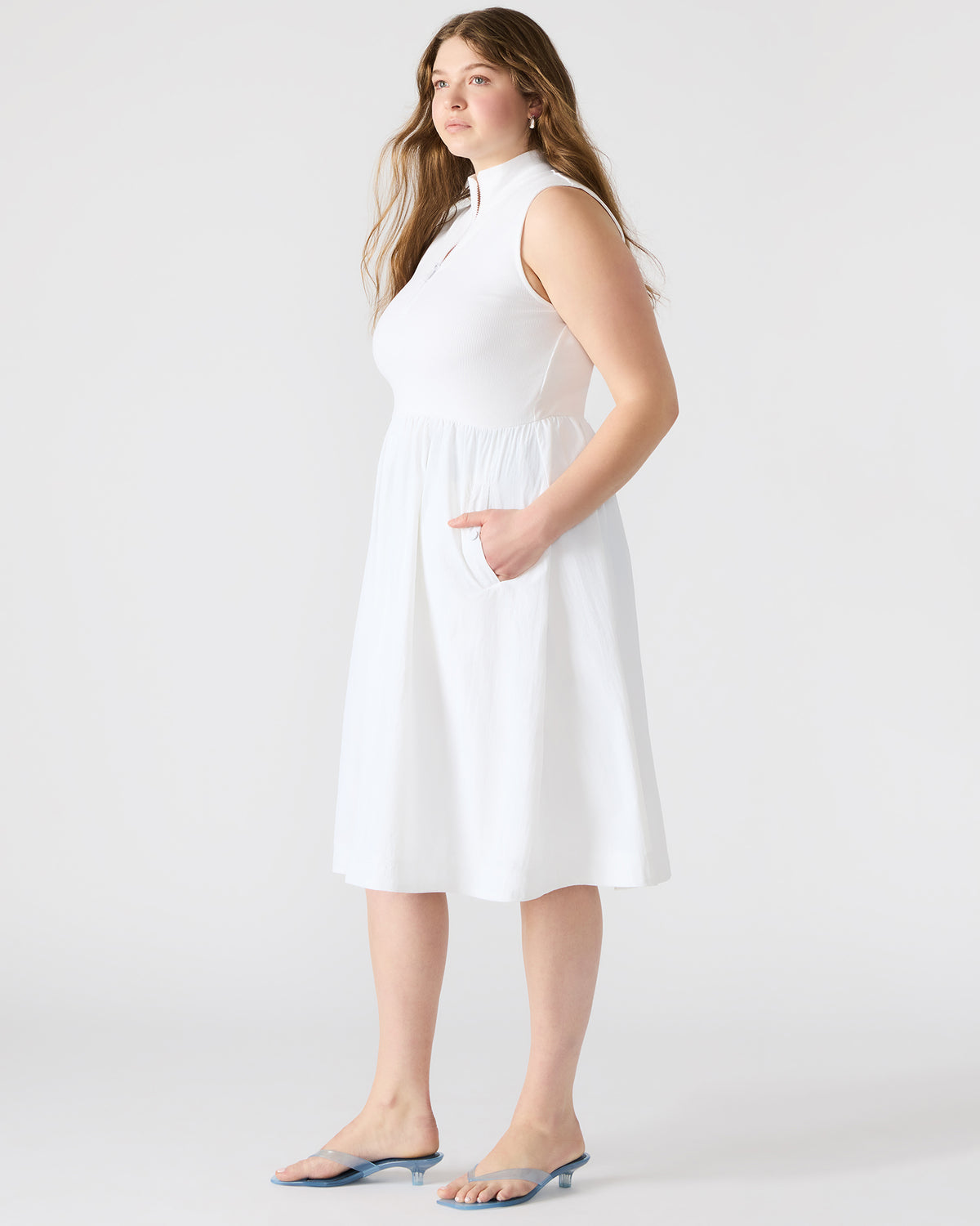 BERLIN White Women's Mock Neck Midi Dress - Steve Madden