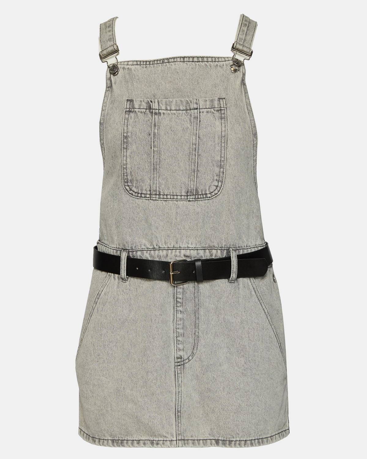 TAMIA Dress Light Grey | Women's Overall Denim Mini Dress - Steve Madden