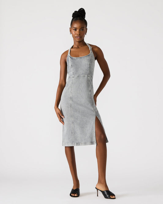 GIA Light Grey Women's Denim Midi Dress - Steve Madden