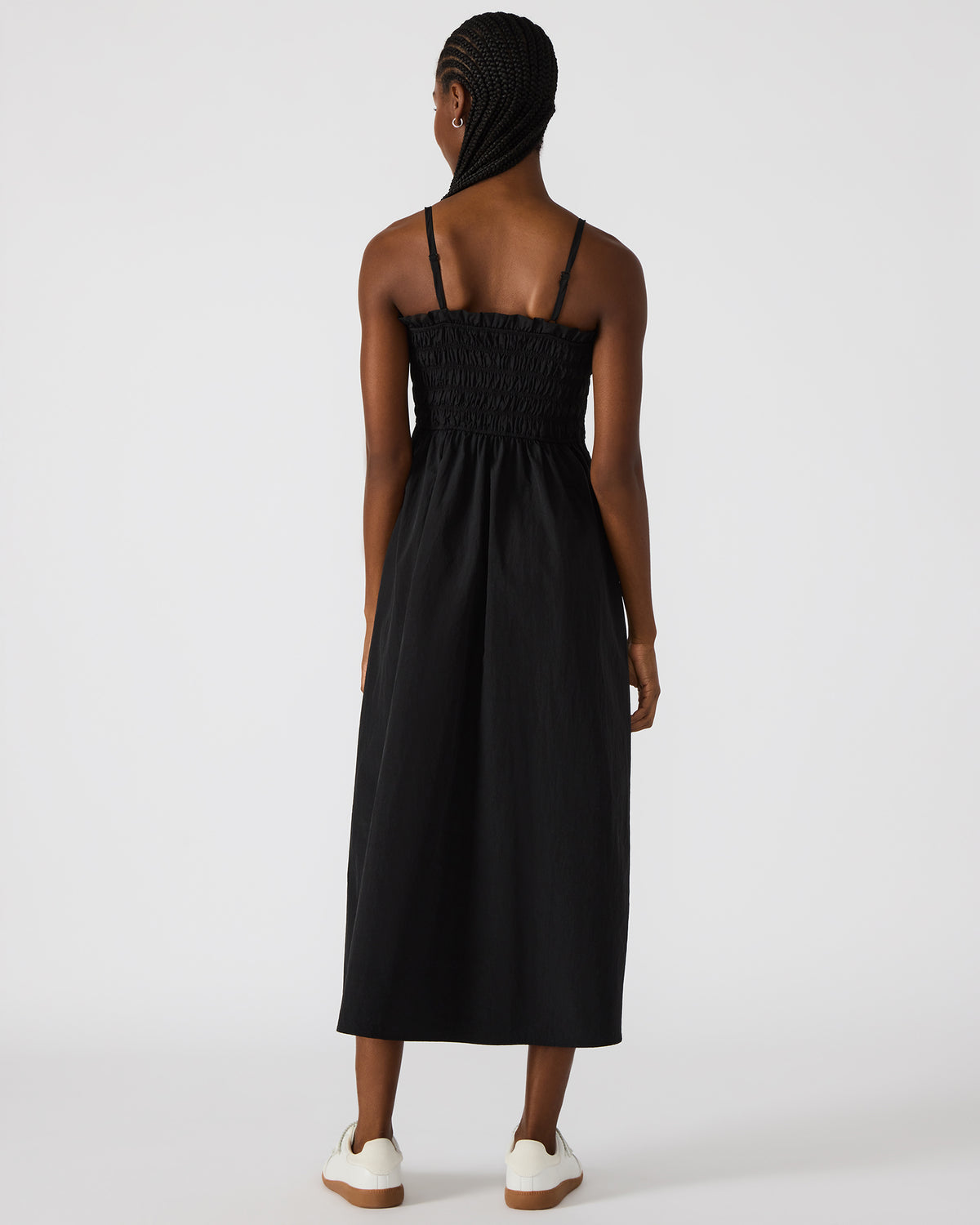 KIT Dress Black/White Flowy Smocked Striped Maxi Dress - Steve Madden