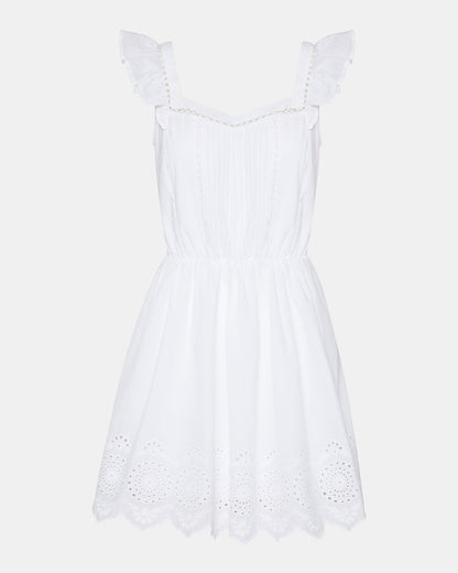 ASTRA Dress White | Women's Eyelet Trim Mini Dress - Steve Madden