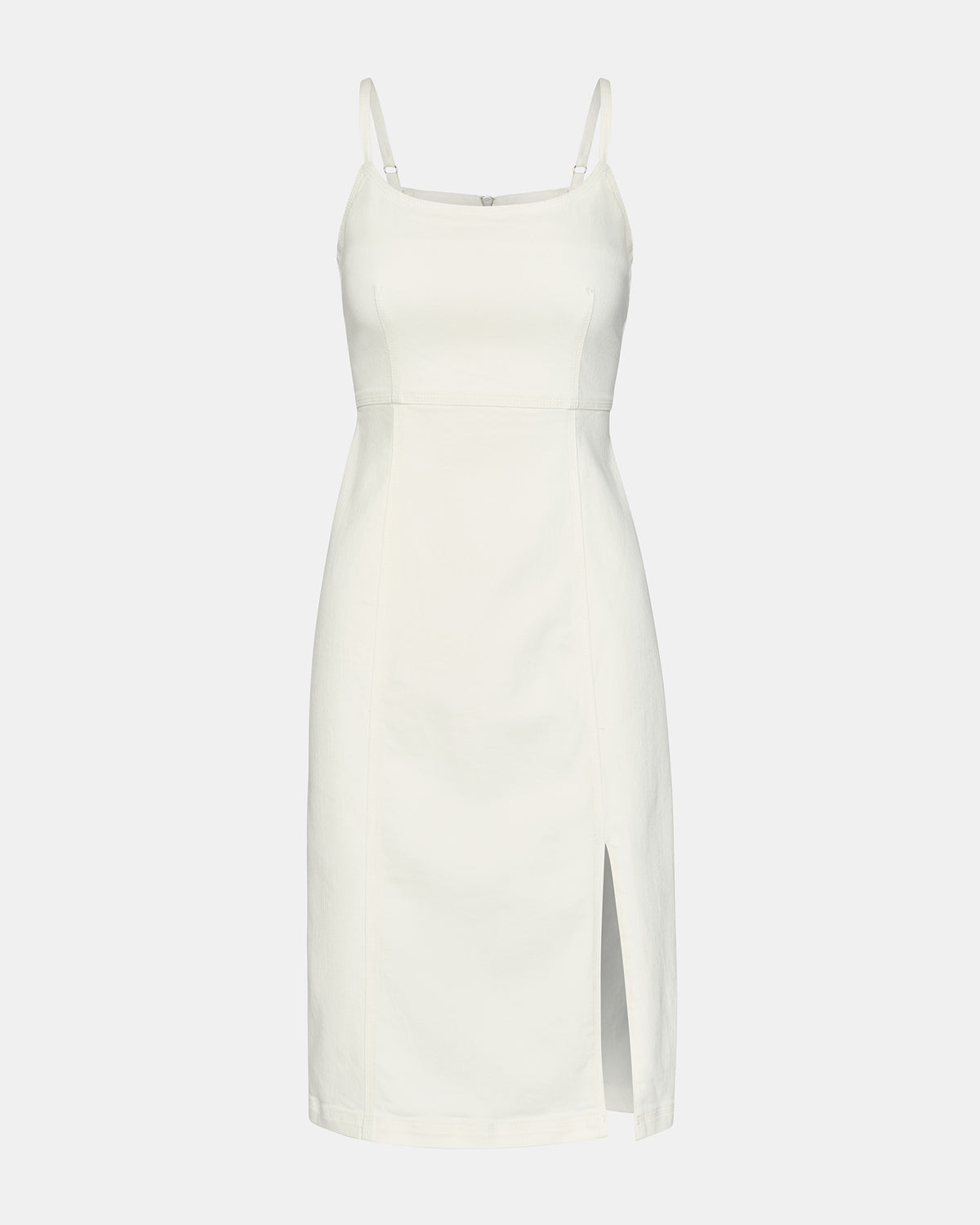 GISELLE White Denim Midi Women's Dress with Slit - Steve Madden