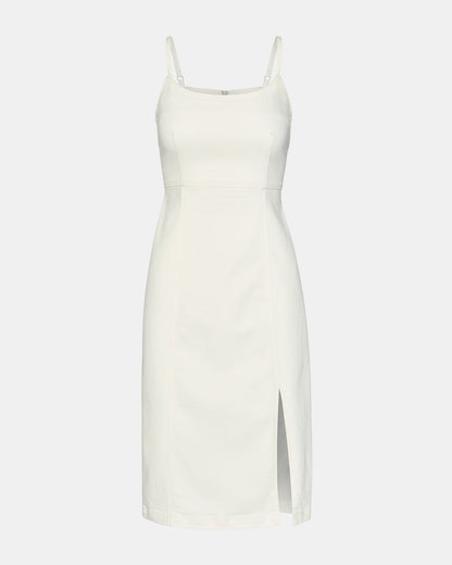 GISELLE White Denim Midi Women's Dress with Slit - Steve Madden