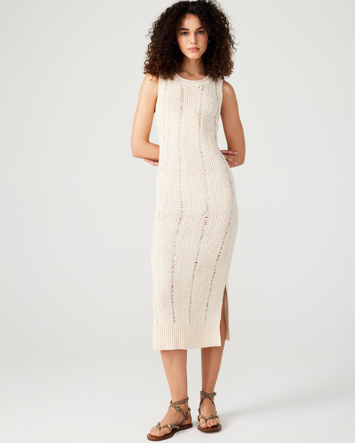 AMIRAH Sweater Dress Beige | Women's Knit Bodycon Dresses - Steve Madden