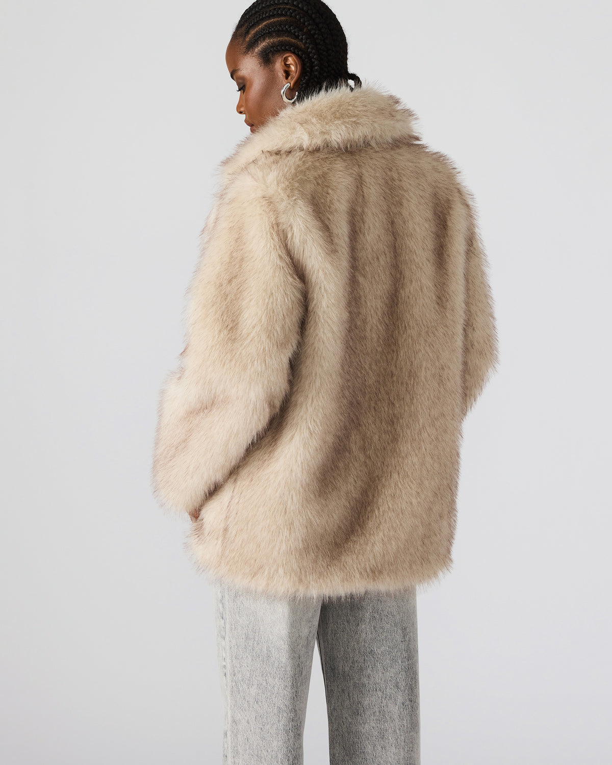 KINDRA Natural Faux Fur Collared Women's Coat - Steve Madden