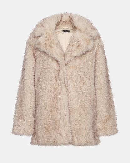 KINDRA Natural Faux Fur Collared Women's Coat - Steve Madden