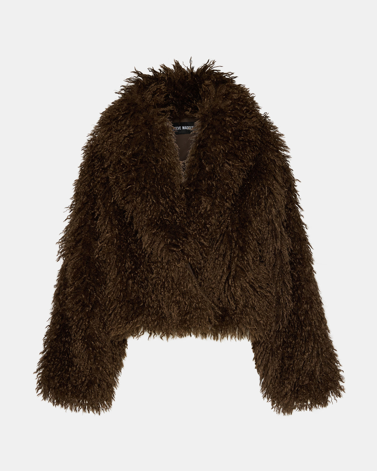 INAYA Dark Espresso Long-Sleeved Faux Fur Shaggy Women's Coat - Steve Madden