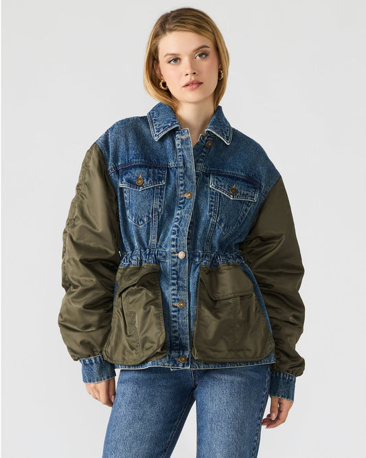 JOIE Dark Navy Long-Sleeved Button-Up Collared Women's Jacket - Steve Madden