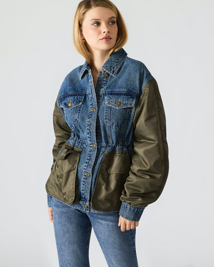 JOIE Dark Navy Long-Sleeved Button-Up Collared Women's Jacket - Steve Madden