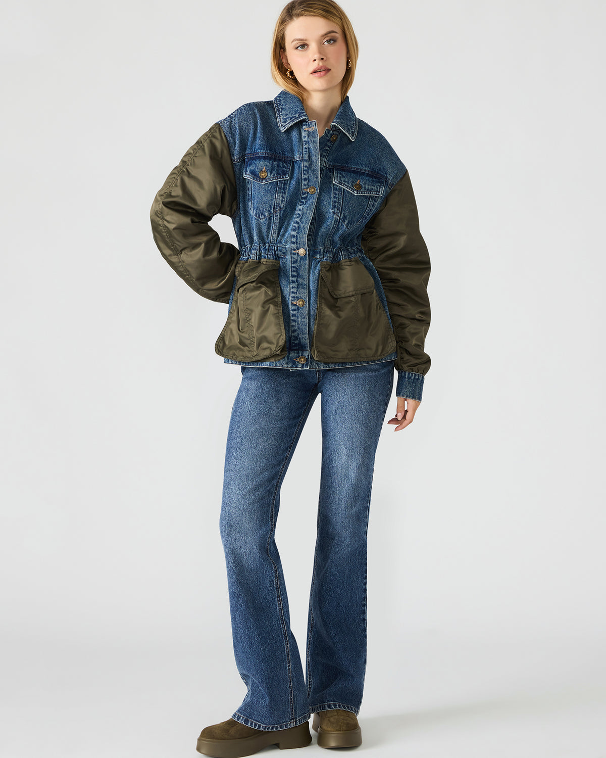 JOIE Dark Navy Long-Sleeved Button-Up Collared Women's Jacket - Steve Madden
