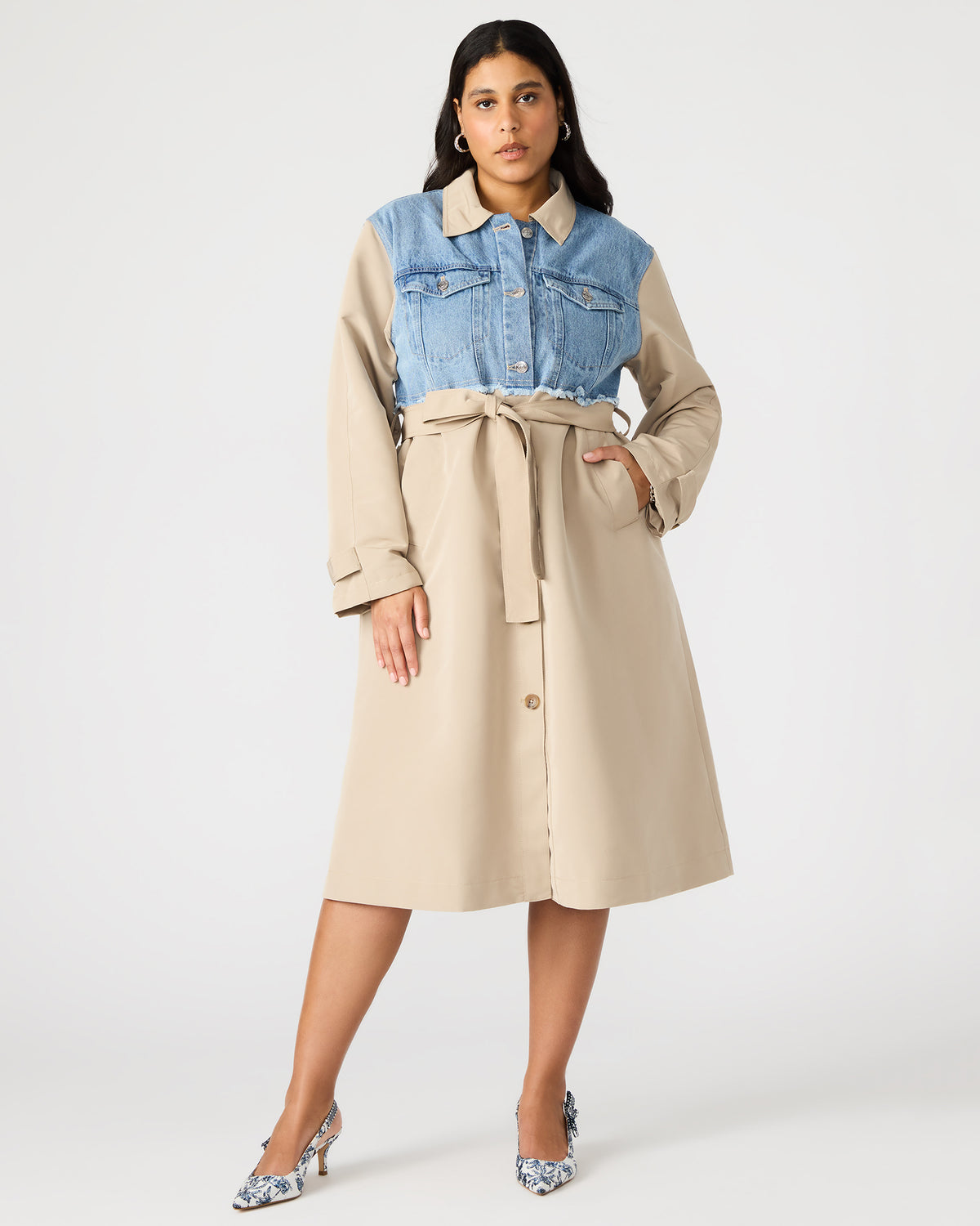 SORAYA Denim Multi Women's Long-Sleeved Button-Up Coat - Steve Madden