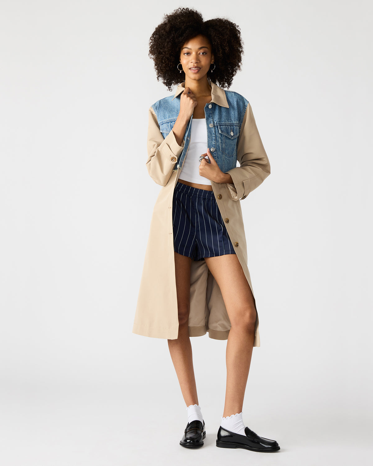 SORAYA Denim Multi Women's Long-Sleeved Button-Up Coat - Steve Madden