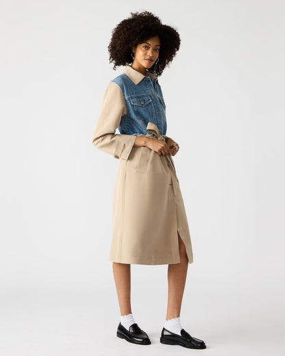 SORAYA Denim Multi Women's Long-Sleeved Button-Up Coat - Steve Madden