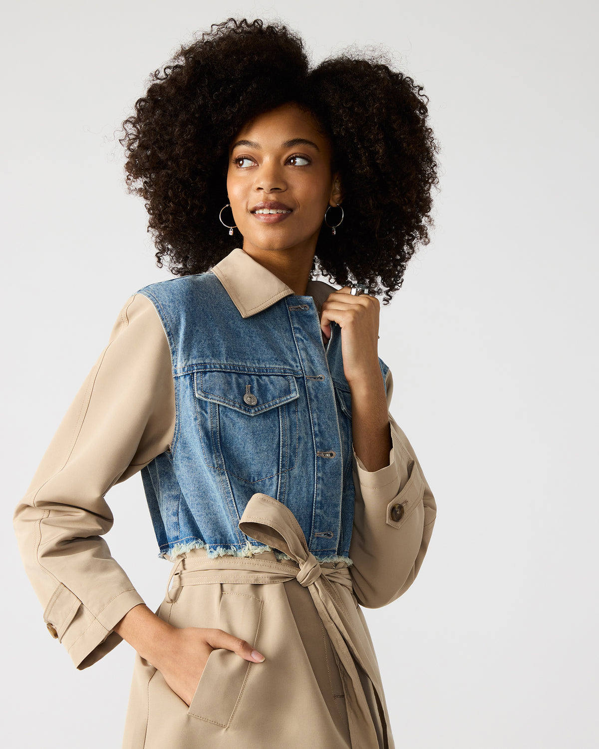 SORAYA Denim Multi Women's Long-Sleeved Button-Up Coat - Steve Madden
