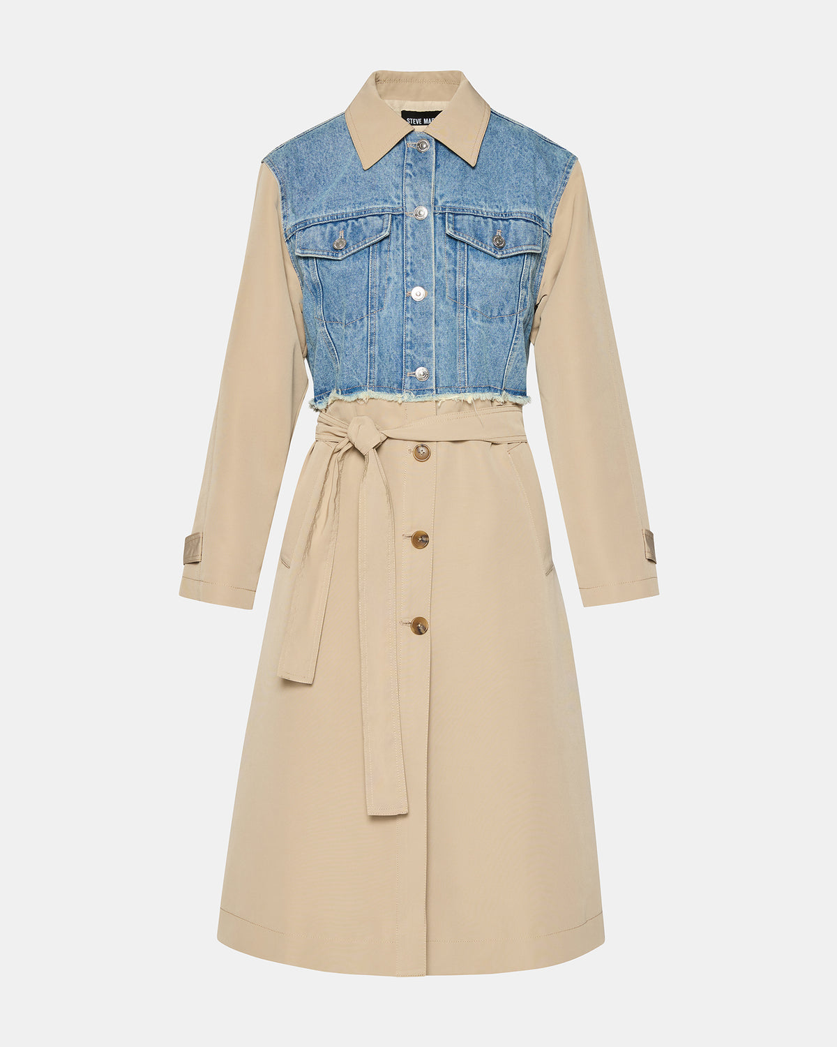 SORAYA Denim Multi Women's Long-Sleeved Button-Up Coat - Steve Madden