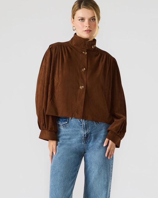 DIERDRA Chicory Coffee Long-Sleeved Button-Up Women's Jacket - Steve Madden