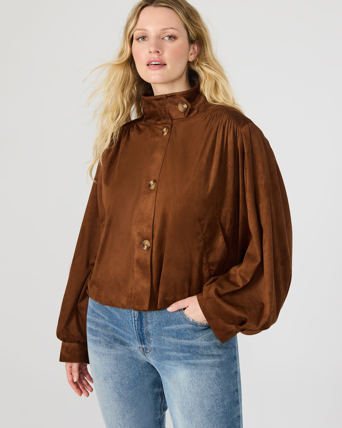 DIERDRA Chicory Coffee Long-Sleeved Button-Up Women's Jacket - Steve Madden
