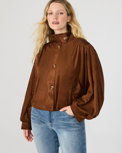 DIERDRA Chicory Coffee Long-Sleeved Button-Up Women's Jacket - Steve Madden