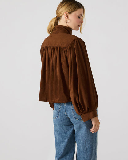 DIERDRA Chicory Coffee Long-Sleeved Button-Up Women's Jacket - Steve Madden