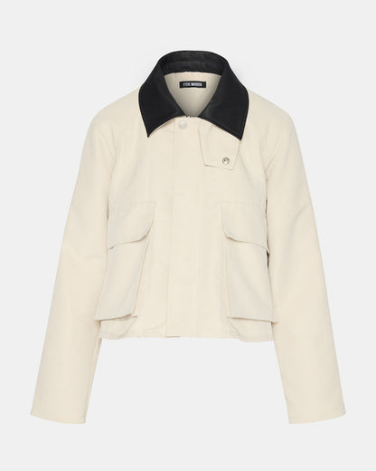 JUSTINA Barn Oatmeal Long-Sleeved Button-Up Women's Jacket - Steve Madden