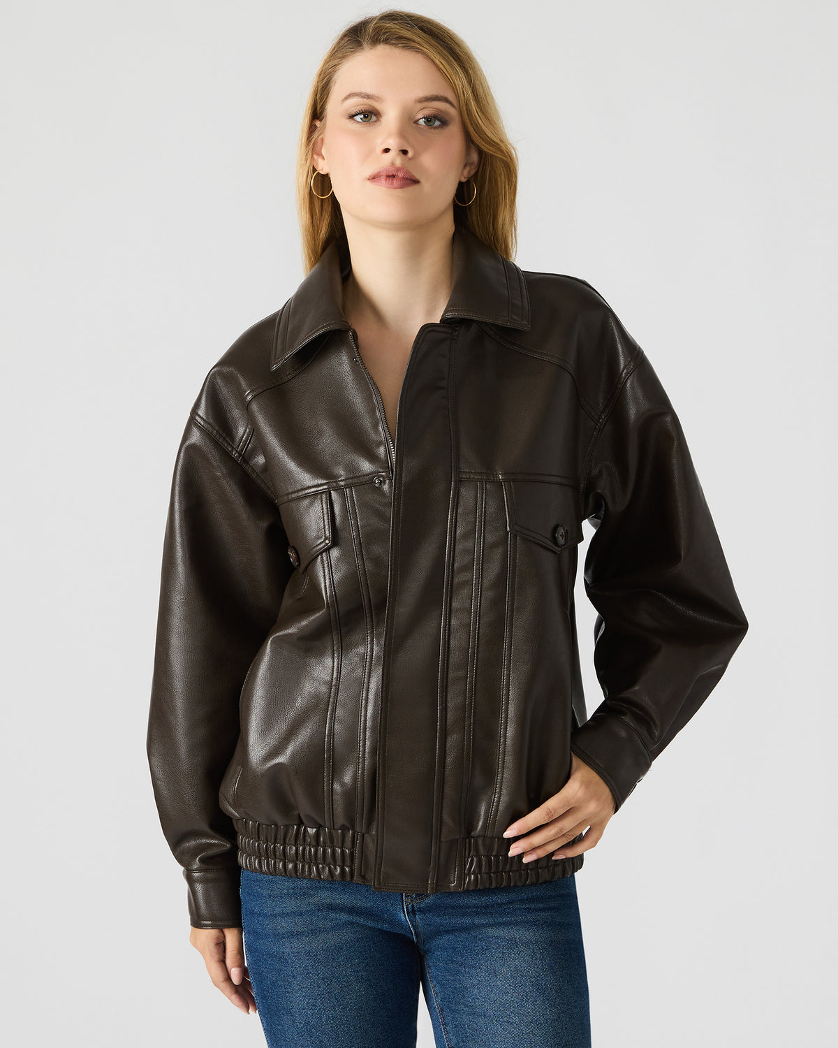HENSON Coco Faux Leather Long-Sleeved Women's Jacket - Steve Madden