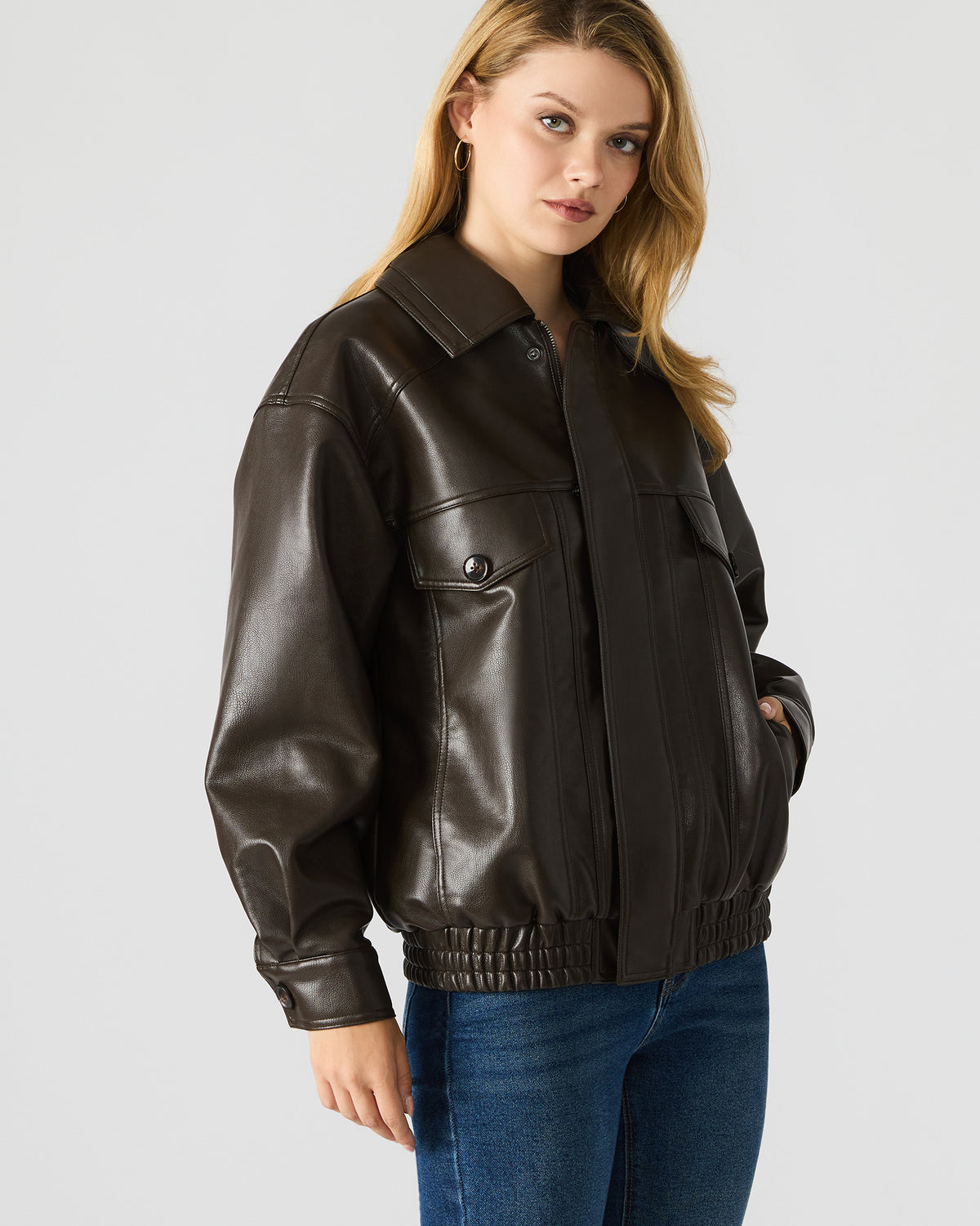 HENSON Coco Faux Leather Long-Sleeved Women's Jacket - Steve Madden