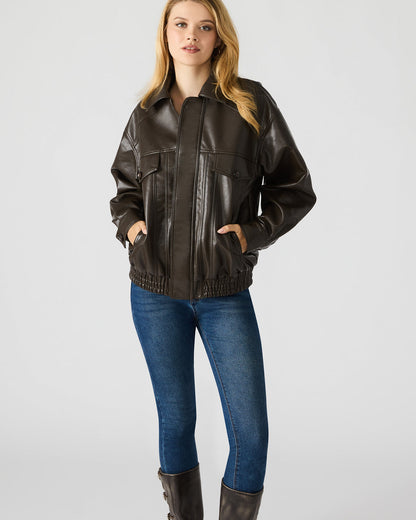 HENSON Coco Faux Leather Long-Sleeved Women's Jacket - Steve Madden