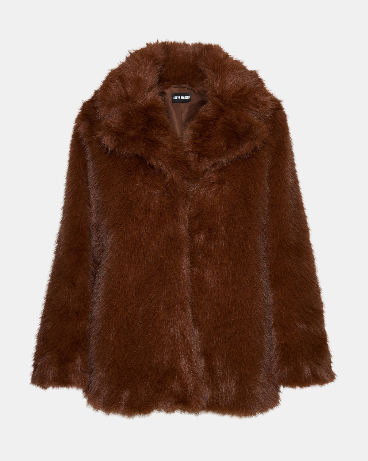 KINDRA Brown Faux Fur Collared Women's Coat - Steve Madden
