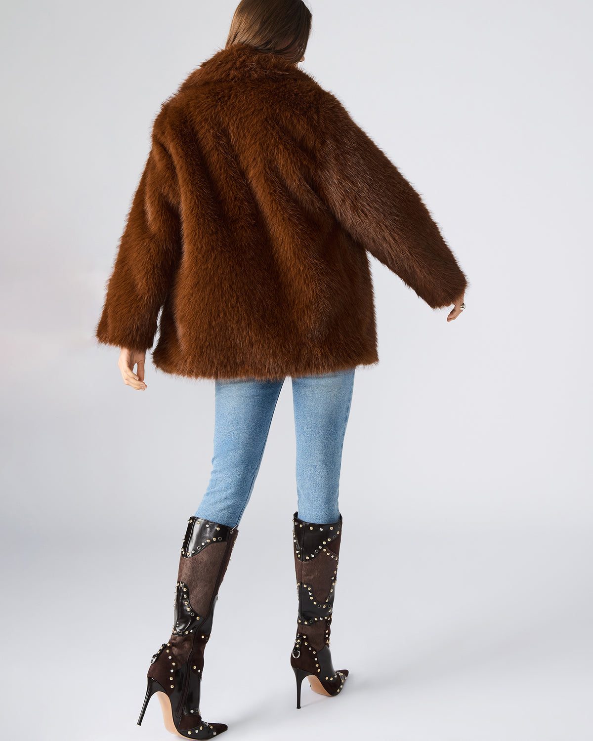 KINDRA Brown Faux Fur Collared Women's Coat - Steve Madden