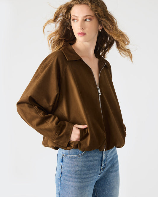 MACKEY Chestnut Long-Sleeved Zip-Up Women's Jacket - Steve Madden