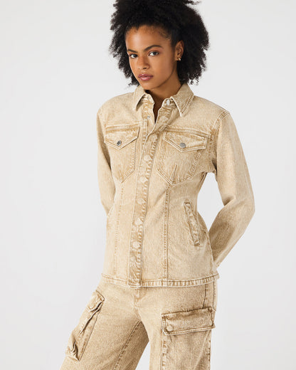 PARC Cafe Au Lait Long-Sleeved Button-Up Denim Women's Jacket - Steve Madden