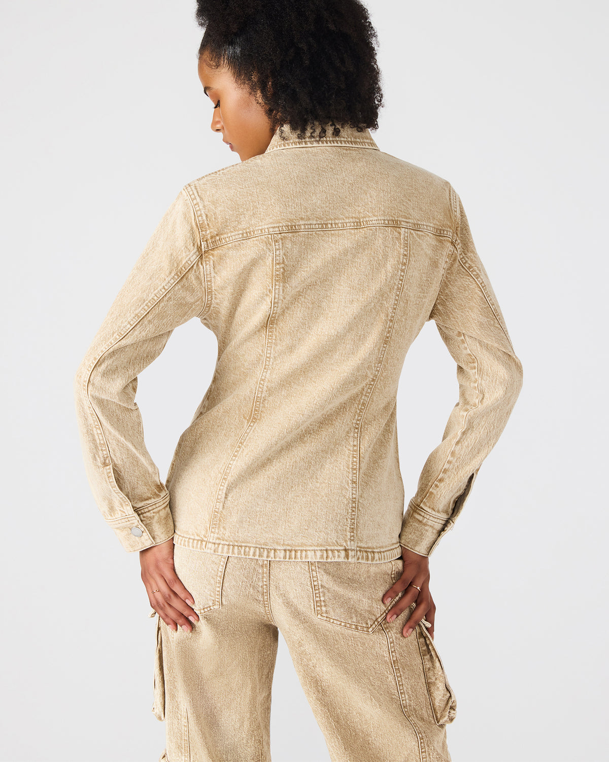 PARC Cafe Au Lait Long-Sleeved Button-Up Denim Women's Jacket - Steve Madden