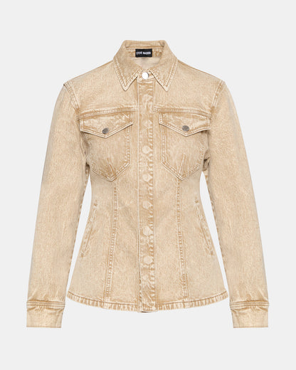 PARC Cafe Au Lait Long-Sleeved Button-Up Denim Women's Jacket - Steve Madden