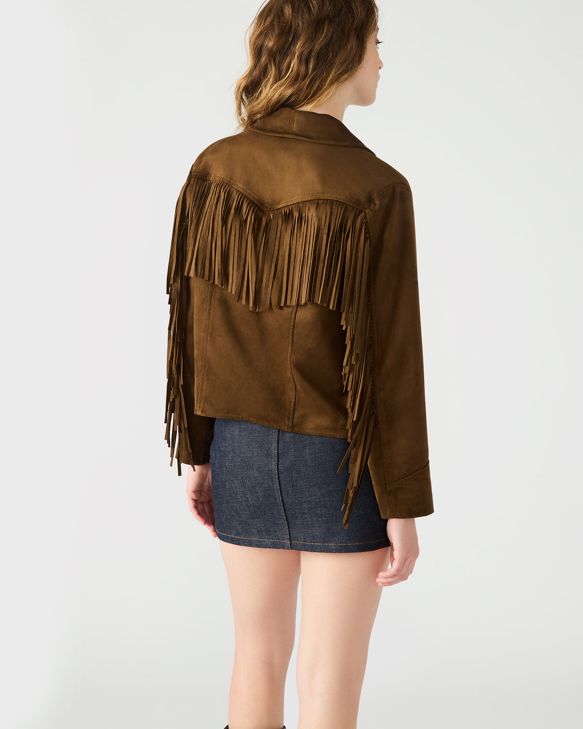 DALLAS Chestnut Long-Sleeved Button-Up Fringe Women's Jacket - Steve Madden