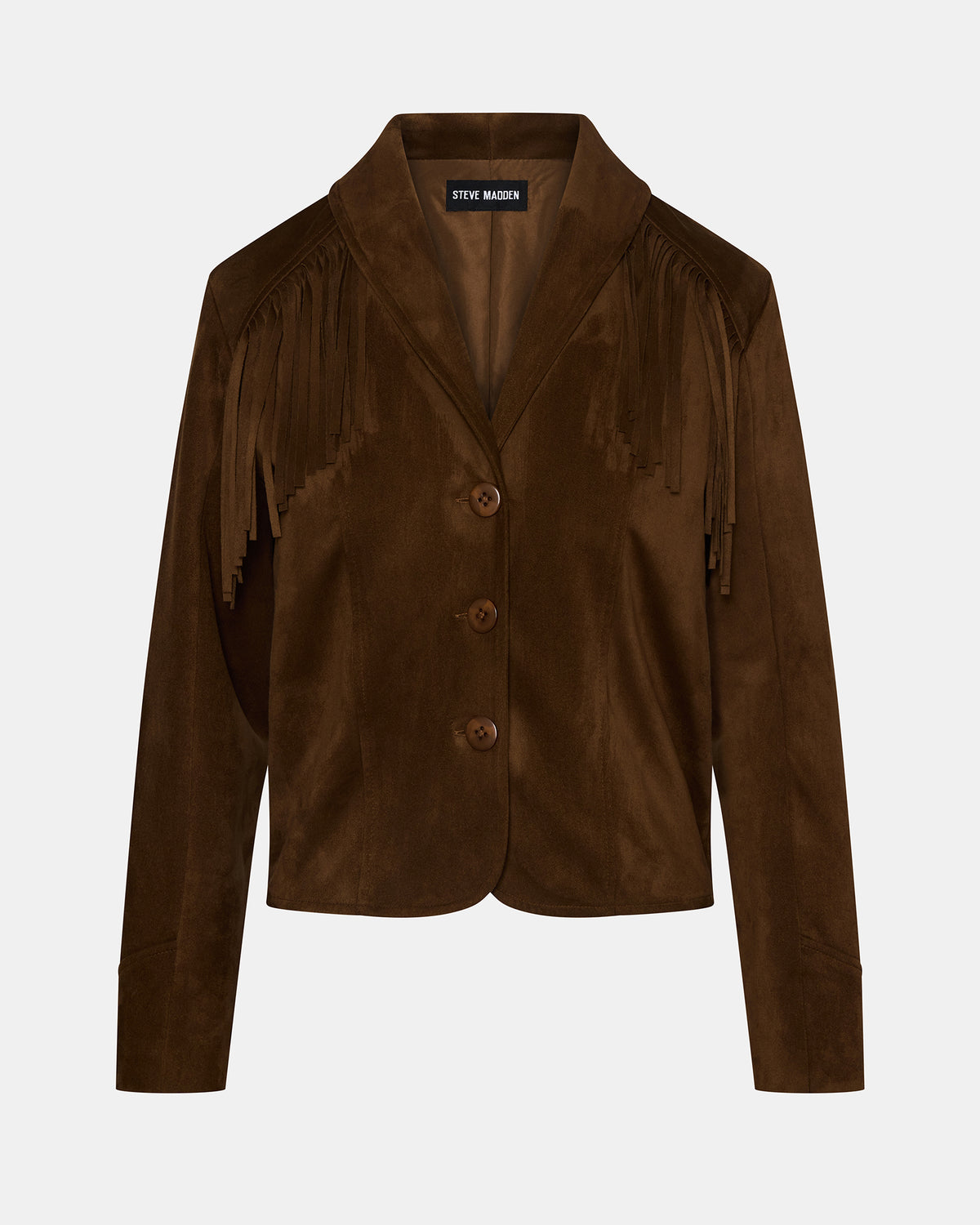 DALLAS Chestnut Long-Sleeved Button-Up Fringe Women's Jacket - Steve Madden