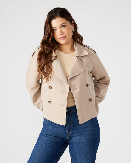 SIRUS Khaki Women's Cropped Denim Trench Coat - Steve Madden