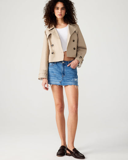 SIRUS Khaki Women's Cropped Denim Trench Coat - Steve Madden