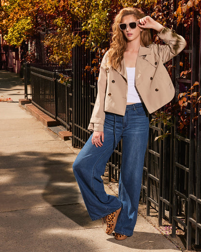 SIRUS Khaki Women's Cropped Denim Trench Coat - Steve Madden