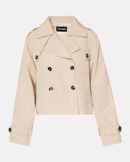SIRUS Khaki Women's Cropped Denim Trench Coat - Steve Madden