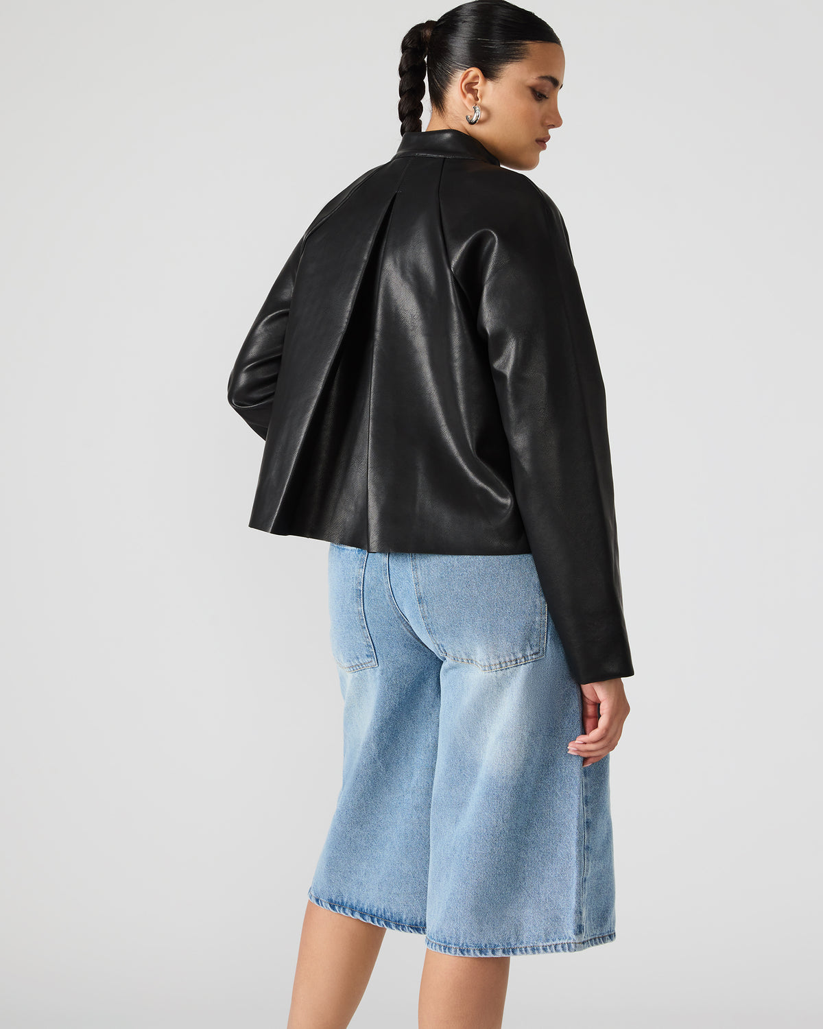 JETT Black Long-Sleeved Faux Leather Zip-Up Women's Jacket - Steve Madden