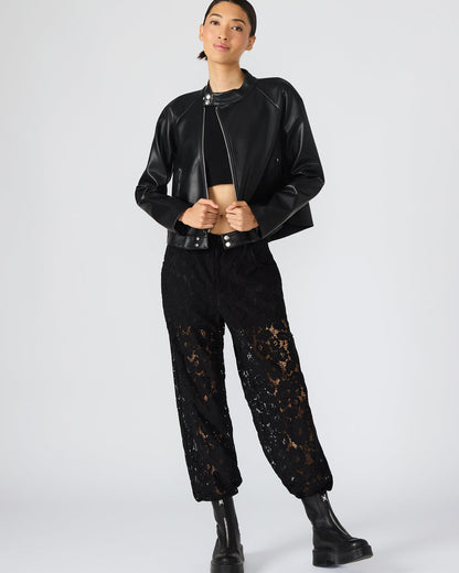 JETT Black Long-Sleeved Faux Leather Zip-Up Women's Jacket - Steve Madden