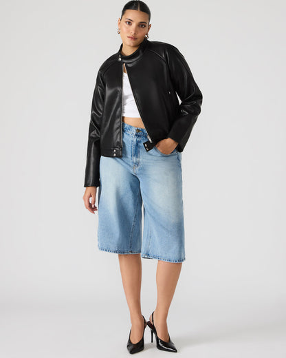 JETT Black Long-Sleeved Faux Leather Zip-Up Women's Jacket - Steve Madden