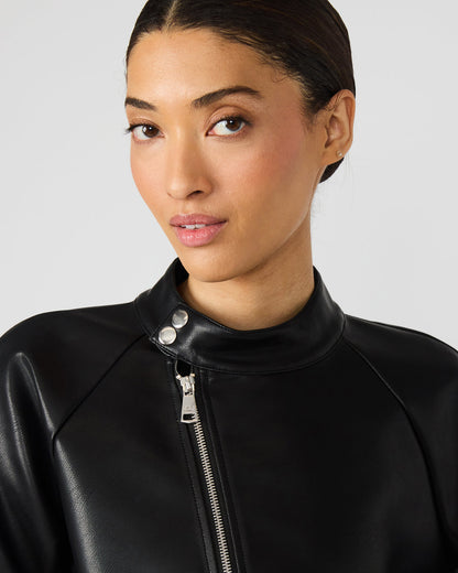 JETT Black Long-Sleeved Faux Leather Zip-Up Women's Jacket - Steve Madden