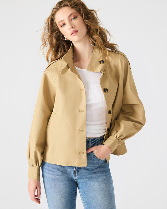 KAYLEE Medium Khaki Long-Sleeved Button-Up Women's Jacket - Steve Madden