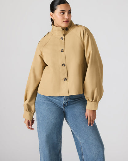 KAYLEE Medium Khaki Long-Sleeved Button-Up Women's Jacket - Steve Madden
