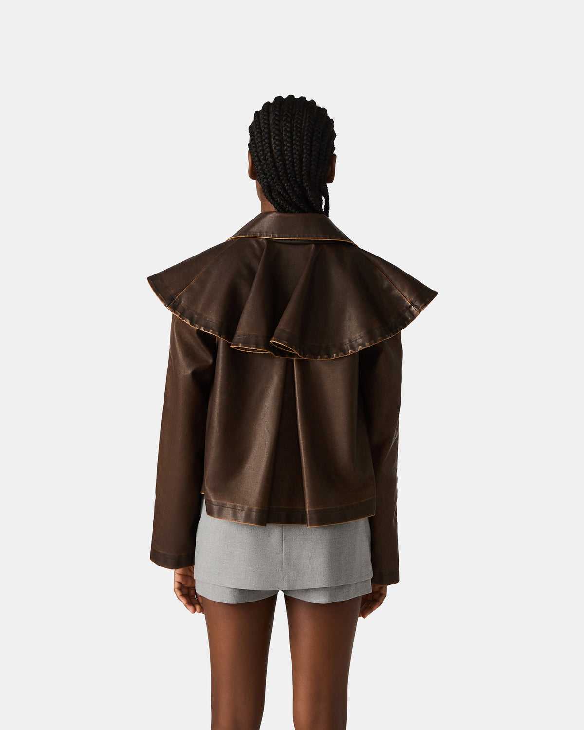 VARVARA Chocolate Long-Sleevd Faux Leather Women's Jacket - Steve Madden