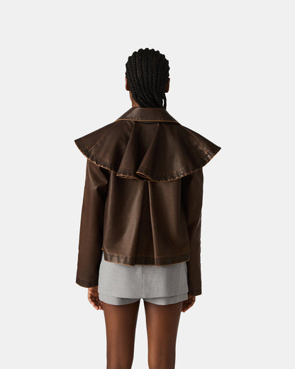 VARVARA Chocolate Long-Sleevd Faux Leather Women's Jacket - Steve Madden