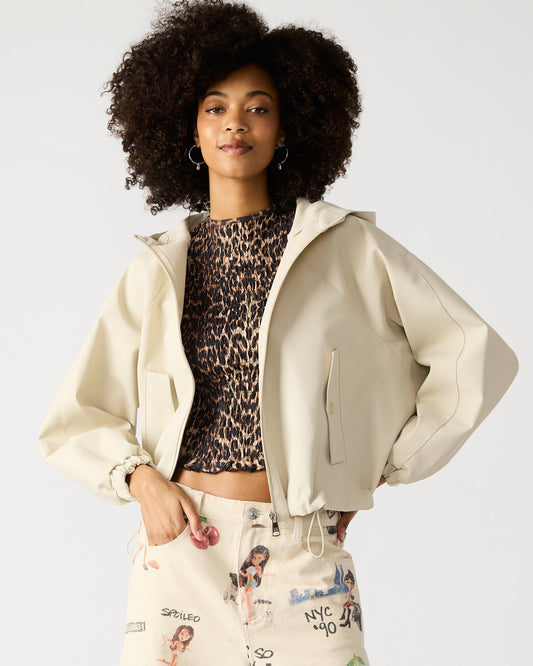 LUMI Bone Women's Faux Leather Hooded Jacket - Steve Madden