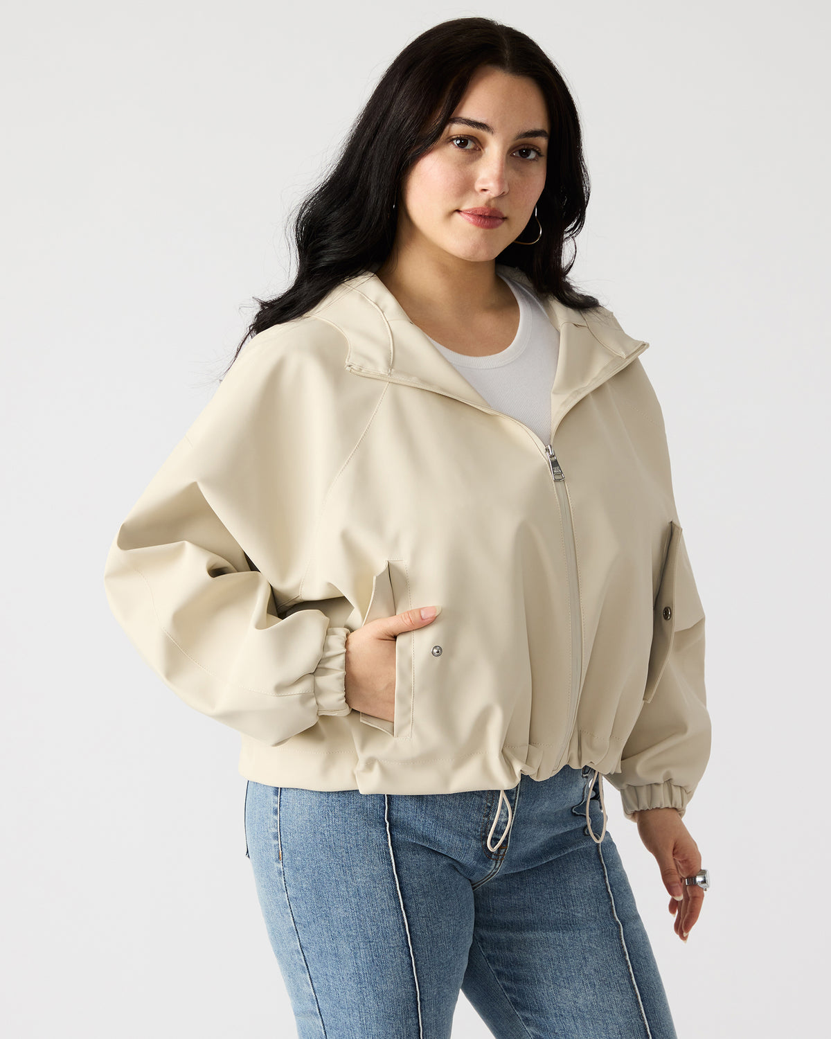 LUMI Bone Women's Faux Leather Hooded Jacket - Steve Madden
