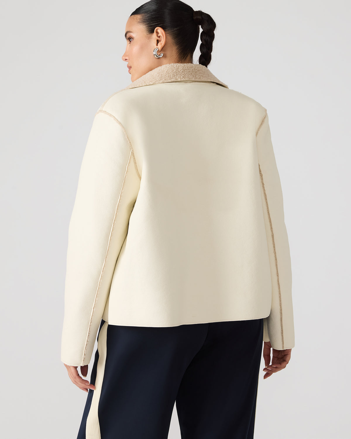 LIV Cream Button-Up Long-Sleeved Collared Women's Coat - Steve Madden